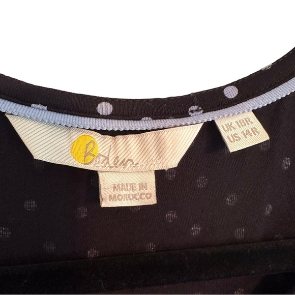 Boden Amelie‎ Black Pink Polka Dot Jersey Knit Fit Flare Dress Pockets Size 14 - Picture 11 of 13